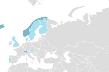 Weltkarte der Mitgliedsländer: EFTA - Europäische Freihandelsassoziation