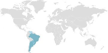 Weltkarte der Mitgliedsländer: Mercosur - Mercado Común del Sur
