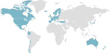 Weltkarte der Mitgliedsländer: OECD