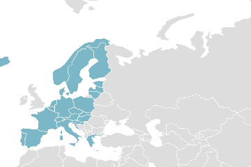Weltkarte der Mitgliedsländer: Schengen Staaten