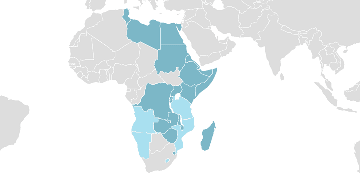 Weltkarte der Mitgliedsländer: COMESA - Gemeinsamer Markt für Ost- und Südafrika