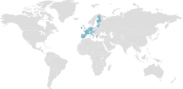 Weltkarte der Mitgliedsländer: EWU - Europäische Währungsunion