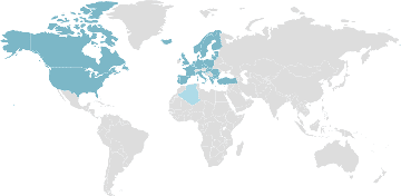 Weltkarte der Mitgliedsländer: NATO - North Atlantic Treaty Organization