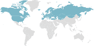 Weltkarte der Mitgliedsländer: OSZE