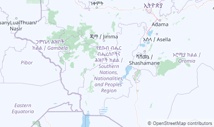 Landkarte von Southern Nations, Nationalities