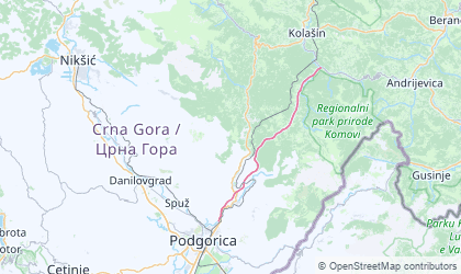 Landkarte von Zentral-Montenegro