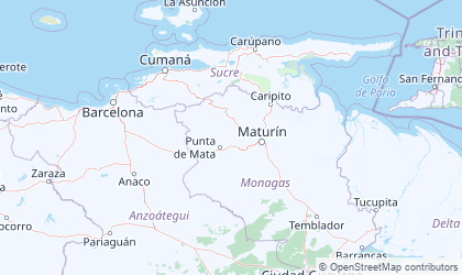 Landkarte von Nordost-Venezuela