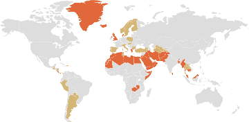Offizielle Staatsreligionen auf der Weltkarte