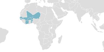 Weltkarte der Mitgliedsländer: UEMOA - Westafrikanische Wirtschafts- und Währungsunion