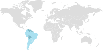 Weltkarte der Mitgliedsländer: UNASUR - Union Südamerikanischer Nationen